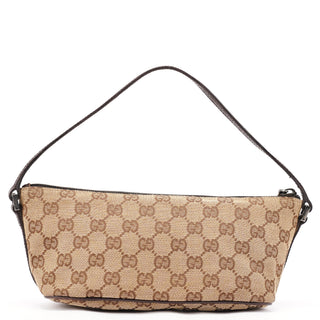 Gucci 07198 Beige Brown GG Boat Pochette