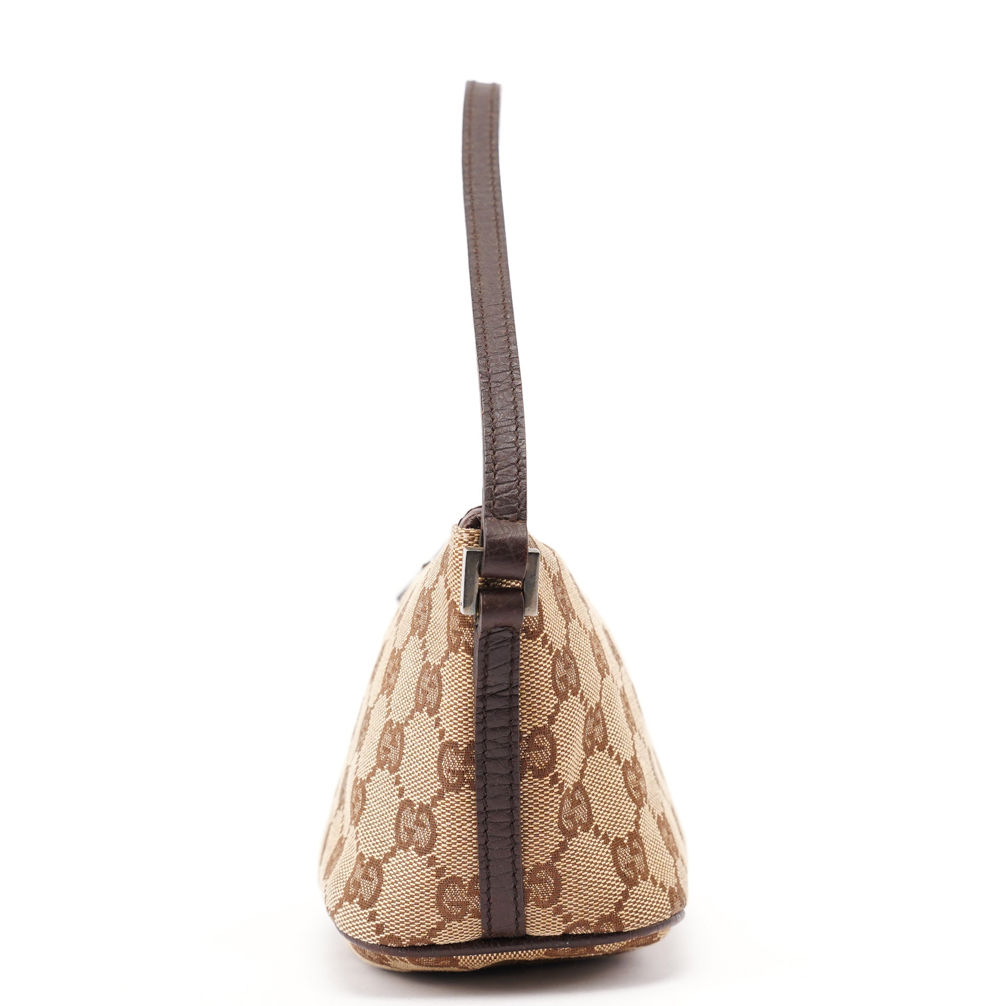 Gucci 07198 Beige Brown GG Boat Pochette