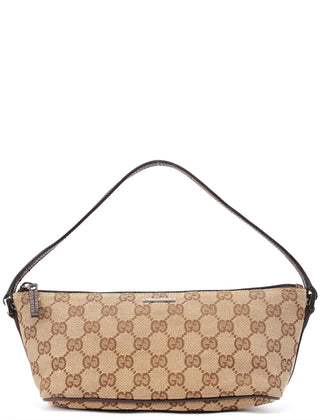 Gucci 07198 Beige Brown GG Boat Pochette
