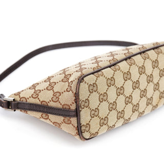 Gucci 07198 Beige Brown GG Boat Pochette