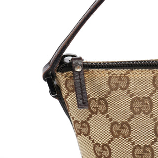 Gucci 07198 Beige Brown GG Boat Pochette