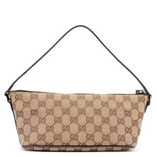 Gucci 07198 Beige Brown GG Boat Pochette