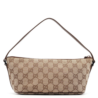 Gucci 07198 Beige Brown GG Boat Pochette