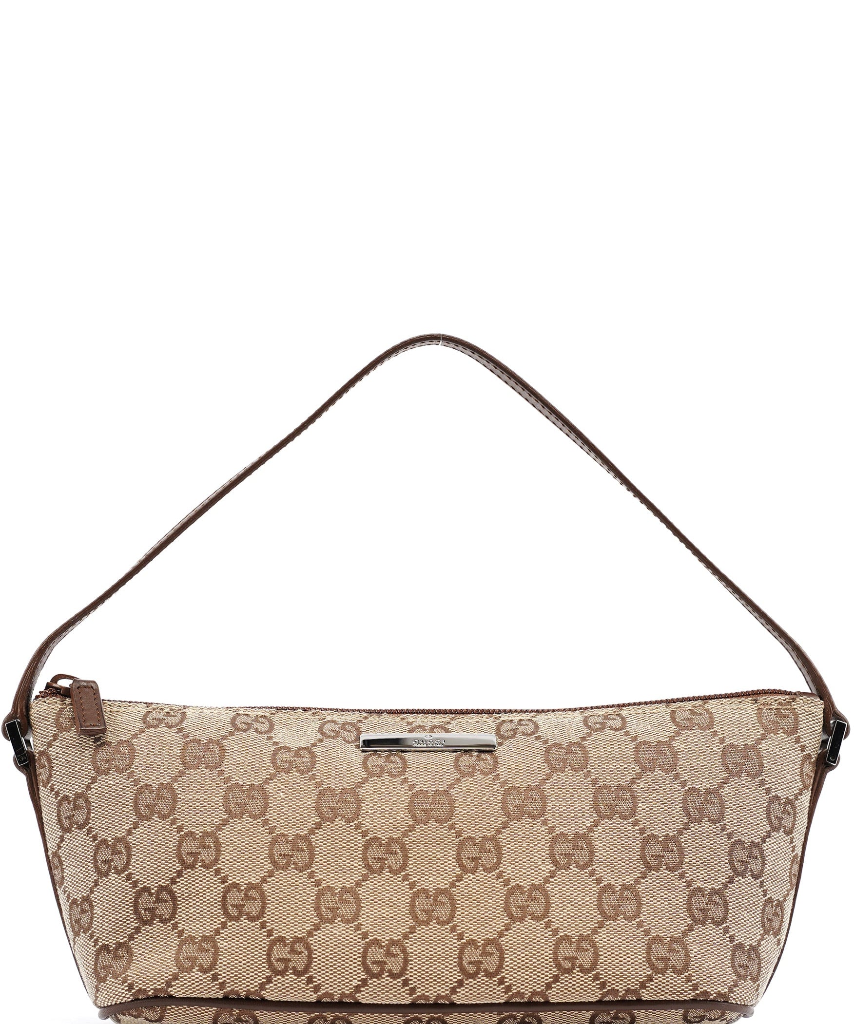Gucci 07198 Beige Brown GG Boat Pochette