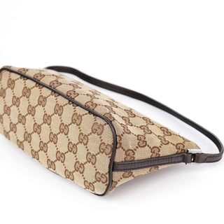 Gucci 07198 Beige Brown GG Boat Pochette
