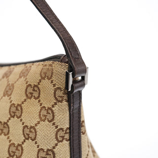 Gucci 07198 Beige Brown GG Boat Pochette