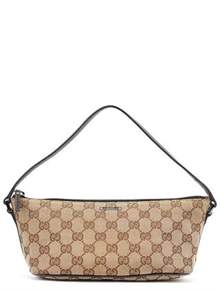 Gucci 07198 Beige Brown GG Boat Pochette