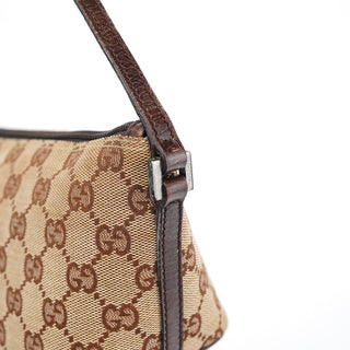 Gucci 07198 Beige Brown GG Boat Pochette