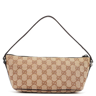 Gucci 07198 Beige Brown GG Boat Pochette