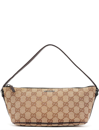 Gucci 07198 Beige Brown GG Boat Pochette