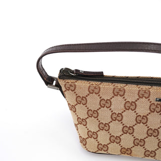 Gucci 07198 Beige Brown GG Boat Pochette