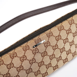 Gucci 07198 Beige Brown GG Boat Pochette