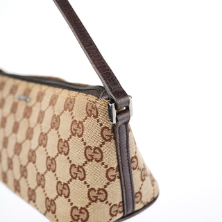 Gucci 07198 Beige Brown GG Boat Pochette