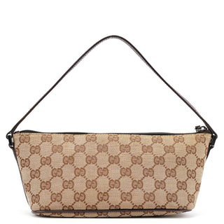 Gucci 07198 Beige Brown GG Boat Pochette