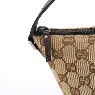 Gucci 07198 Beige Brown GG Boat Pochette