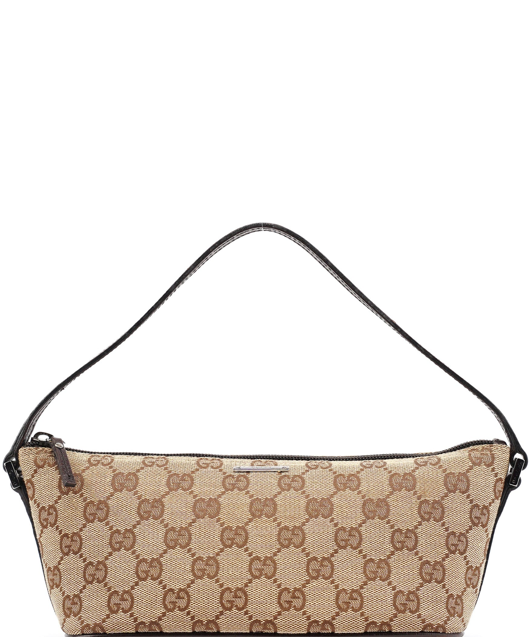 Gucci 07198 Beige Brown GG Boat Pochette
