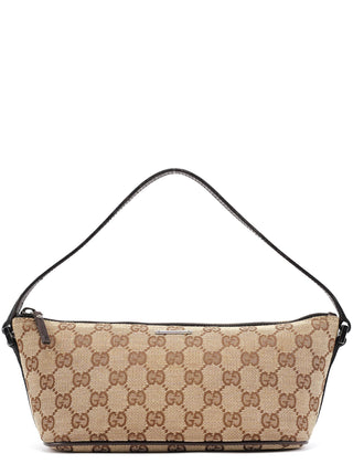 Gucci 07198 Beige Brown GG Boat Pochette