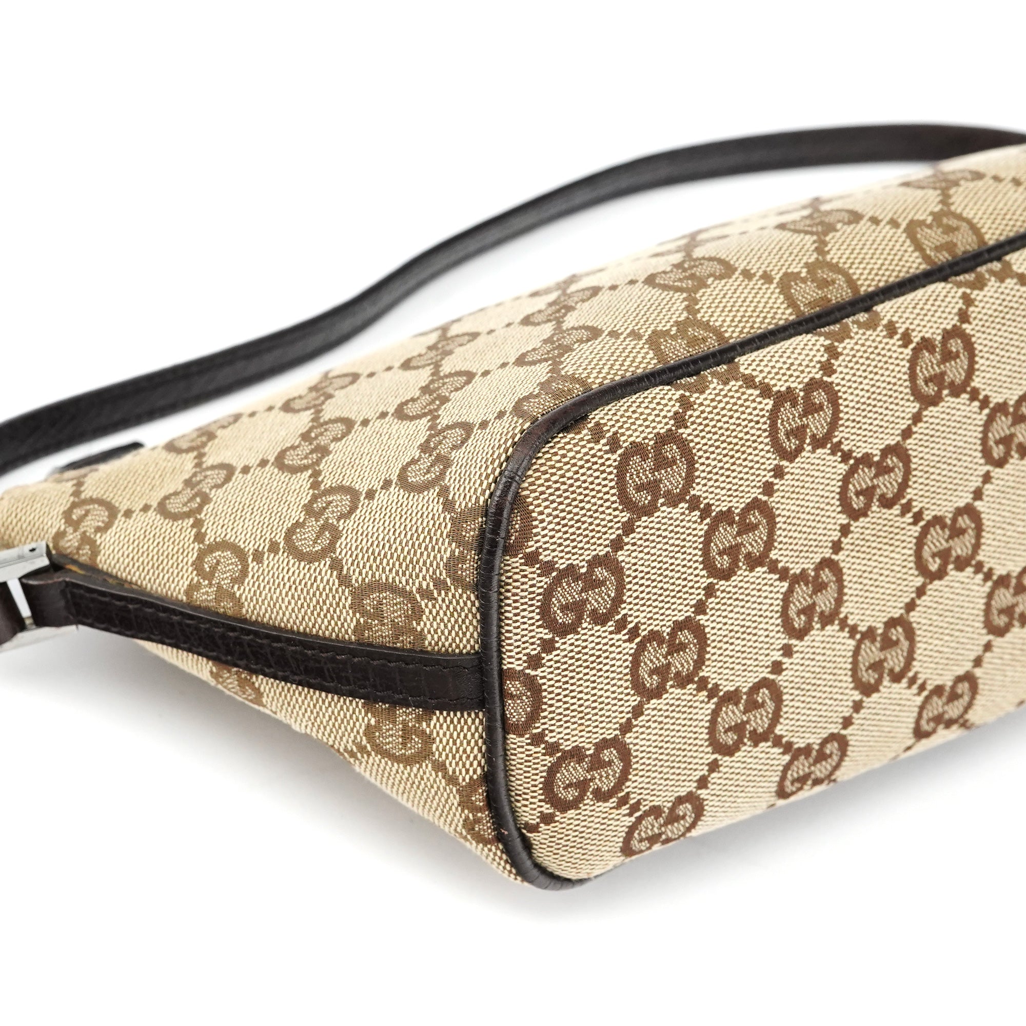 Gucci 07198 Beige Brown GG Boat Pochette