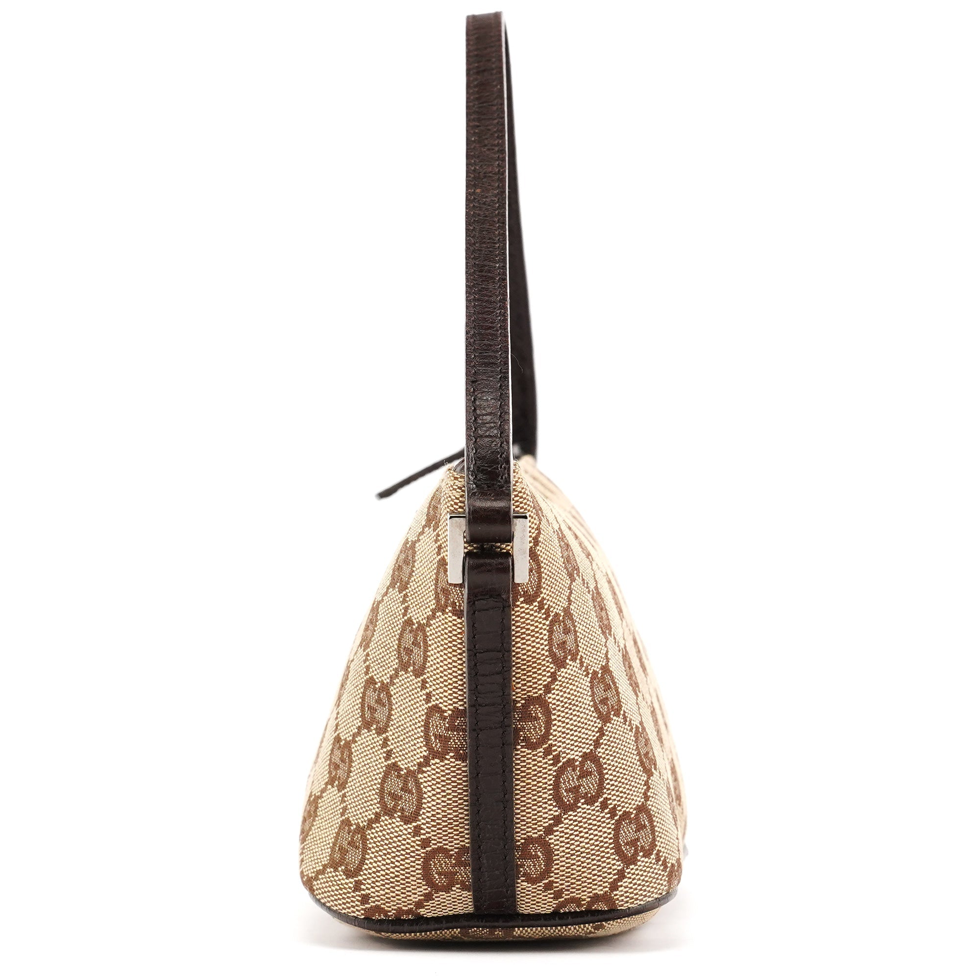 Gucci 07198 Beige Brown GG Boat Pochette