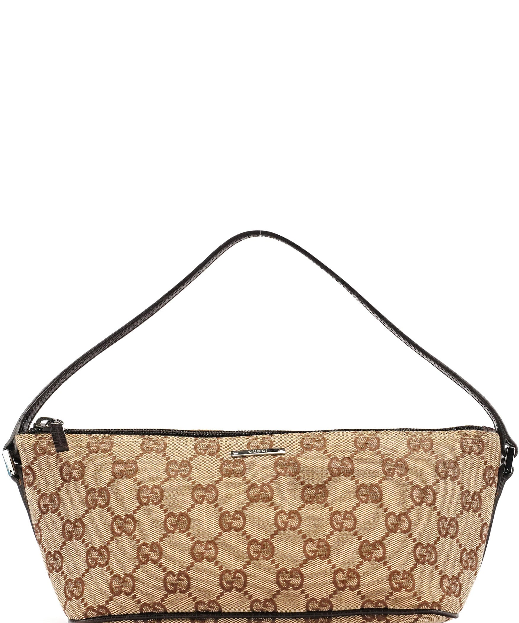 Gucci 07198 Beige Brown GG Boat Pochette