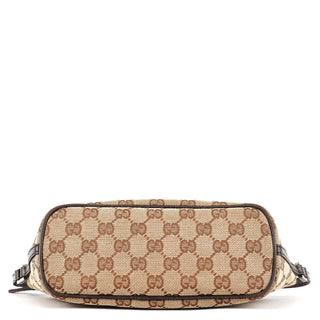 Gucci 07198 Beige Brown GG Boat Pochette