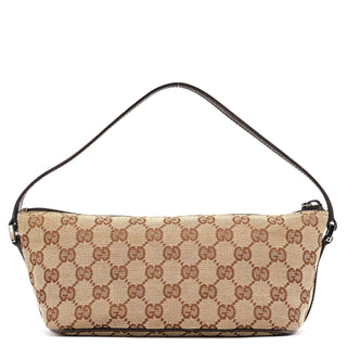 Gucci 07198 Beige Brown GG Boat Pochette