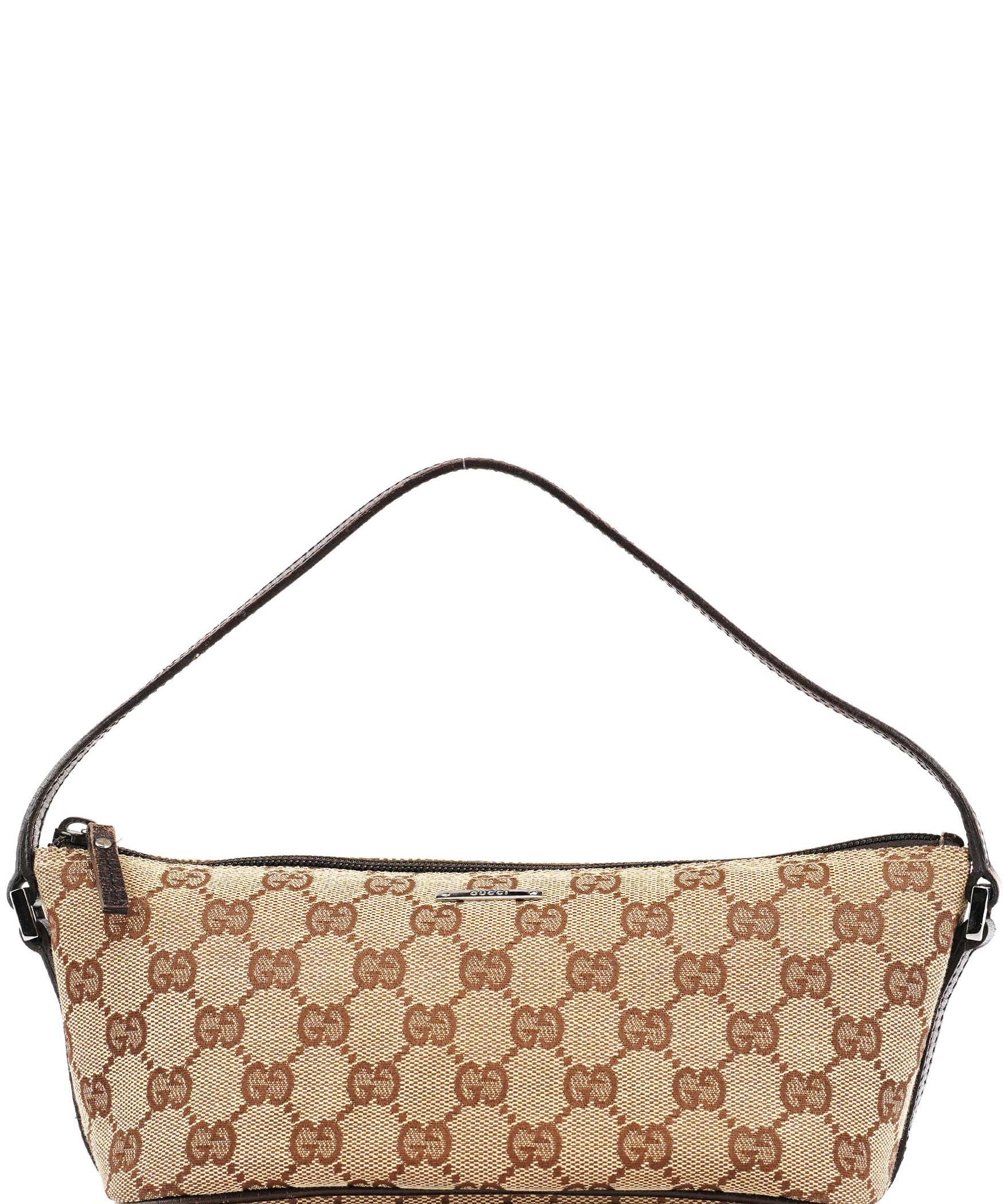 Gucci 07198 Beige Brown GG Boat Pochette