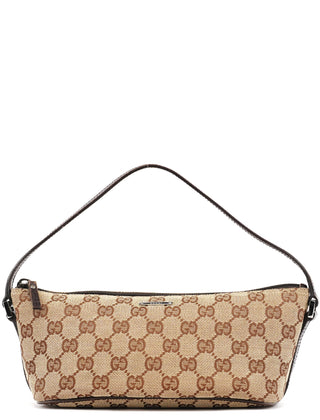 Gucci 07198 Beige Brown GG Boat Pochette