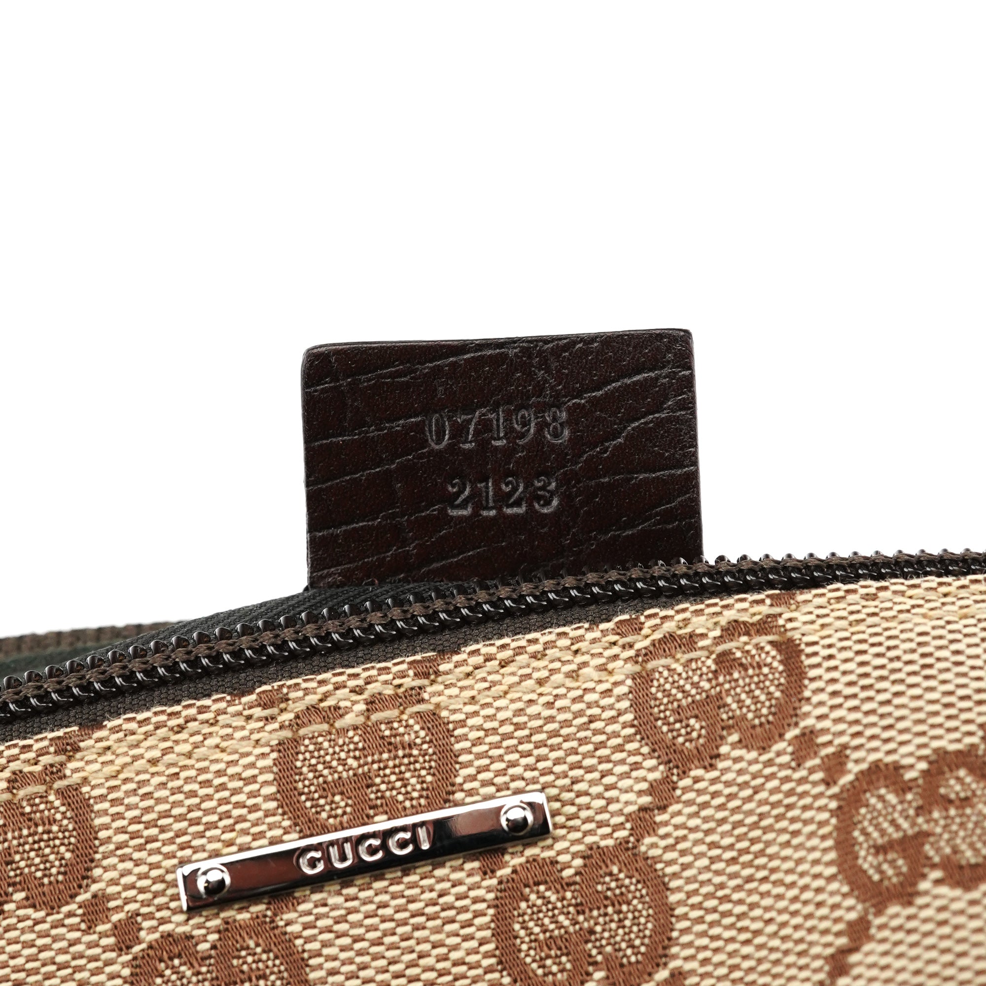 Gucci 07198 Beige Brown GG Boat Pochette