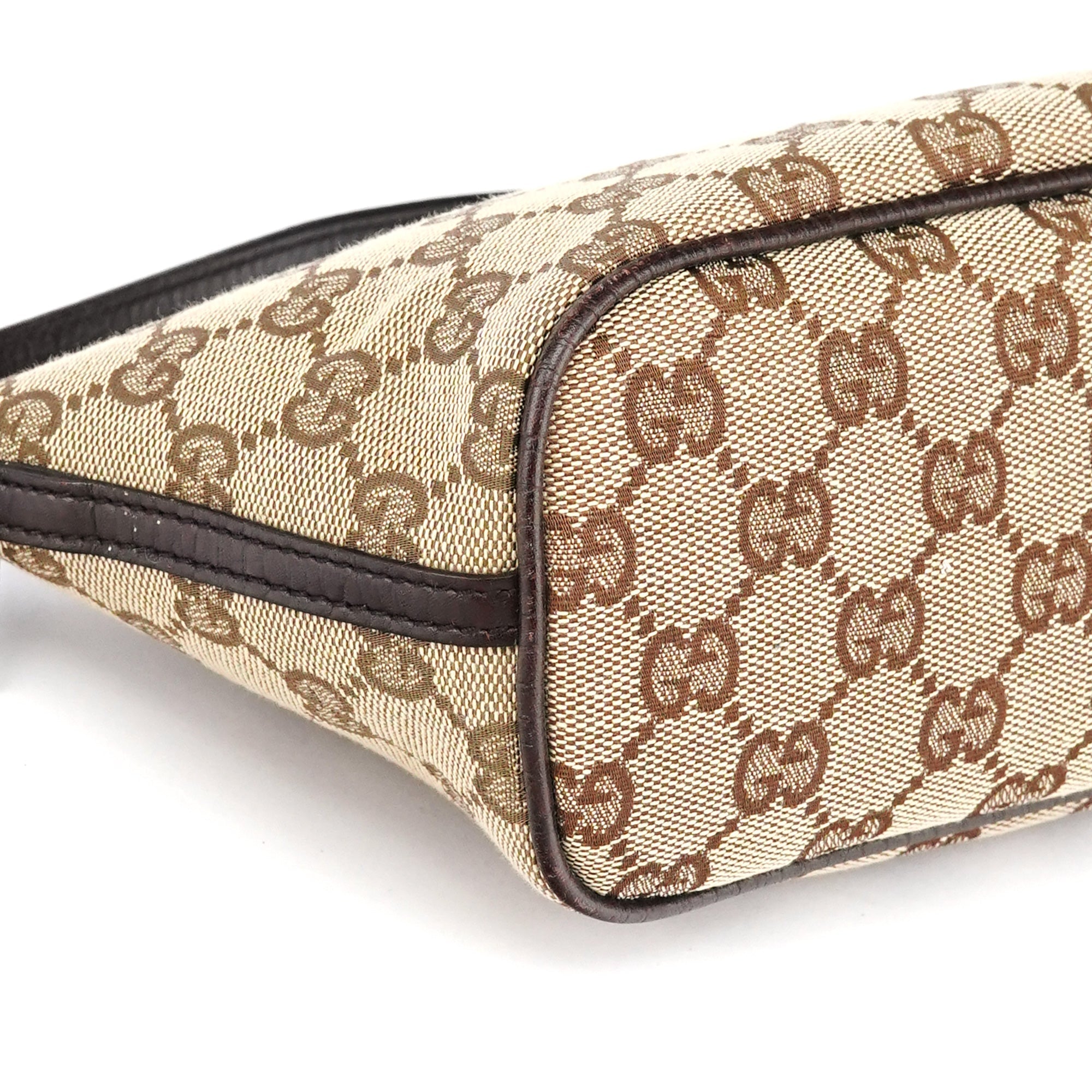 Gucci 07198 Beige Brown GG Boat Pochette
