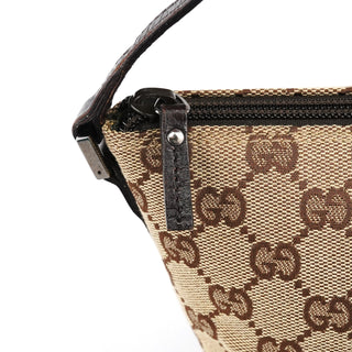 Gucci 07198 Beige Brown GG Boat Pochette