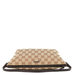 Gucci 07198 Beige Brown GG Boat Pochette