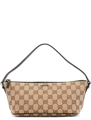 Gucci 07198 Beige Brown GG Boat Pochette