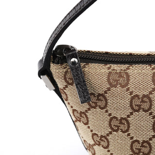 Gucci 07198 Beige Brown GG Boat Pochette
