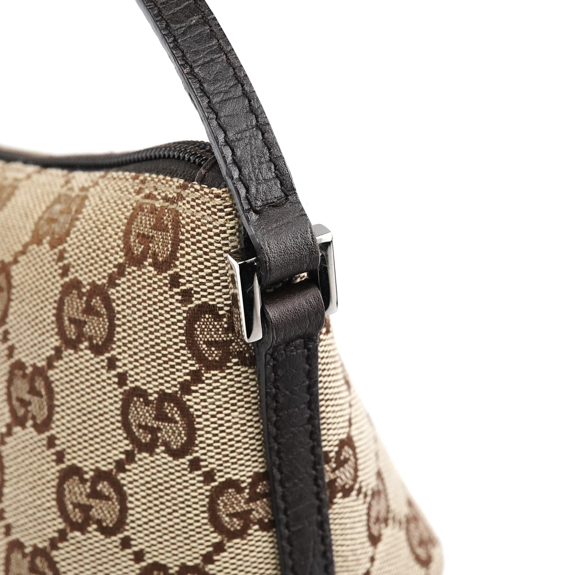 Gucci 07198 Beige Brown GG Boat Pochette