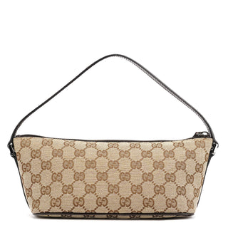 Gucci 07198 Beige Brown GG Boat Pochette