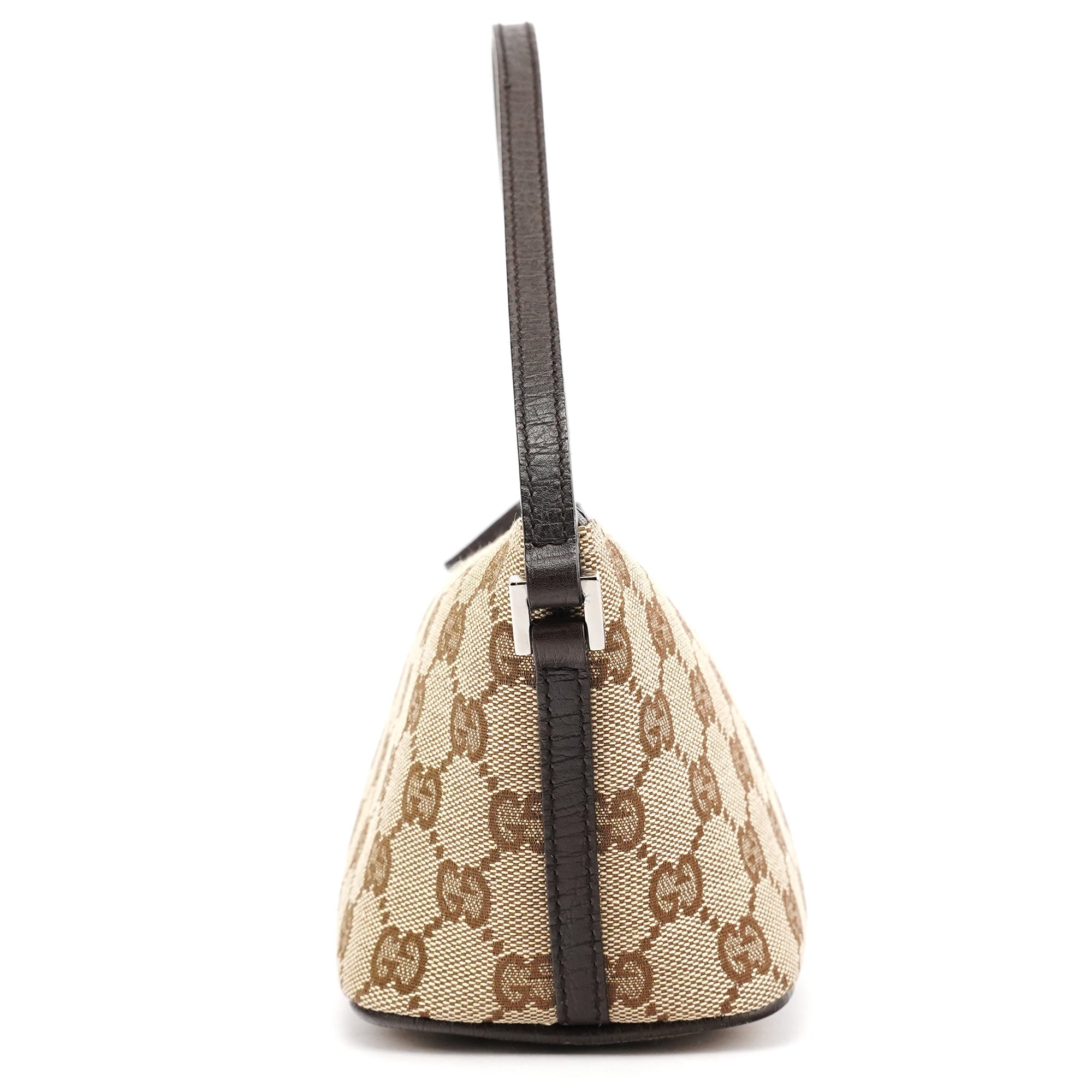 Gucci 07198 Beige Brown GG Boat Pochette
