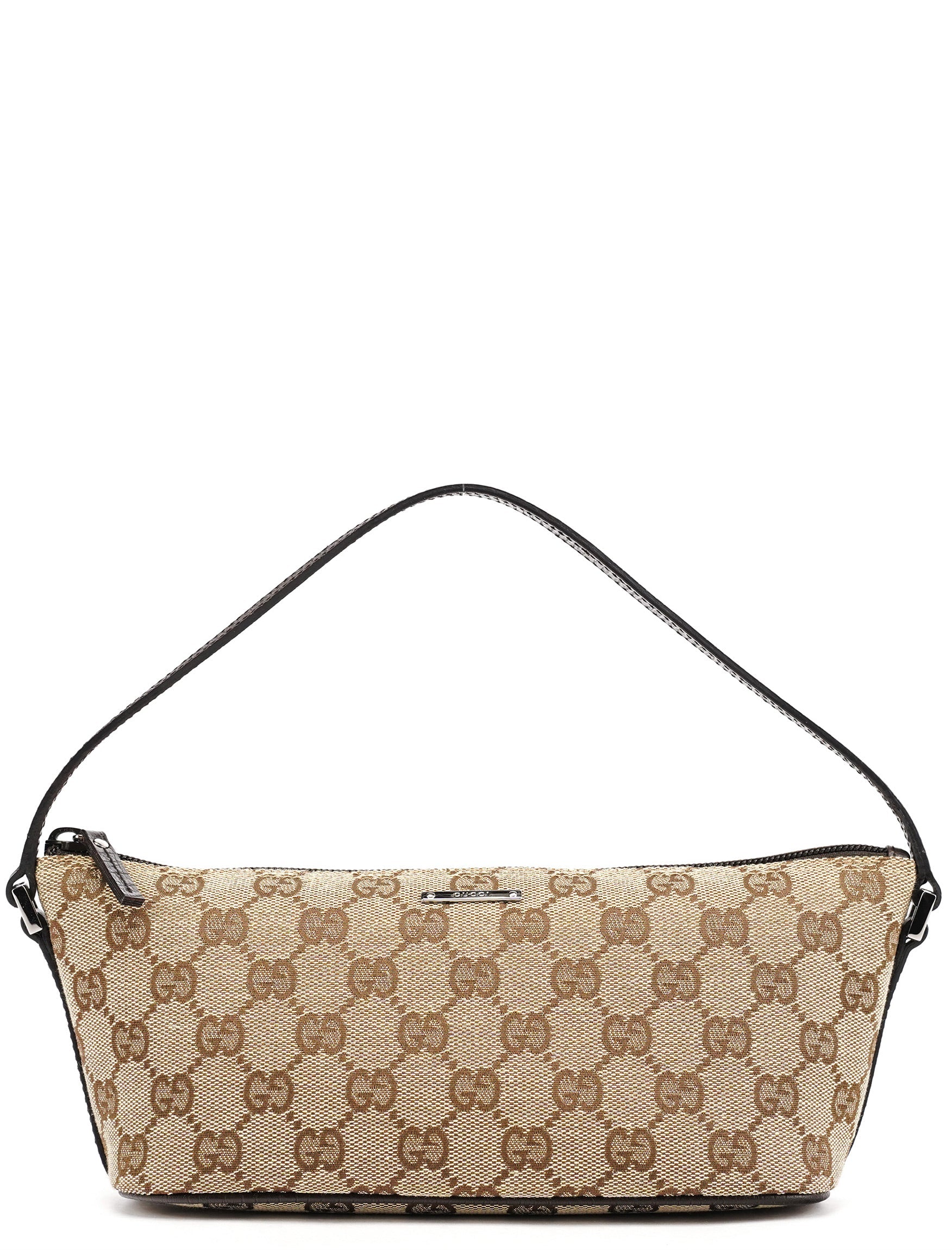 Gucci 07198 Beige Brown GG Boat Pochette