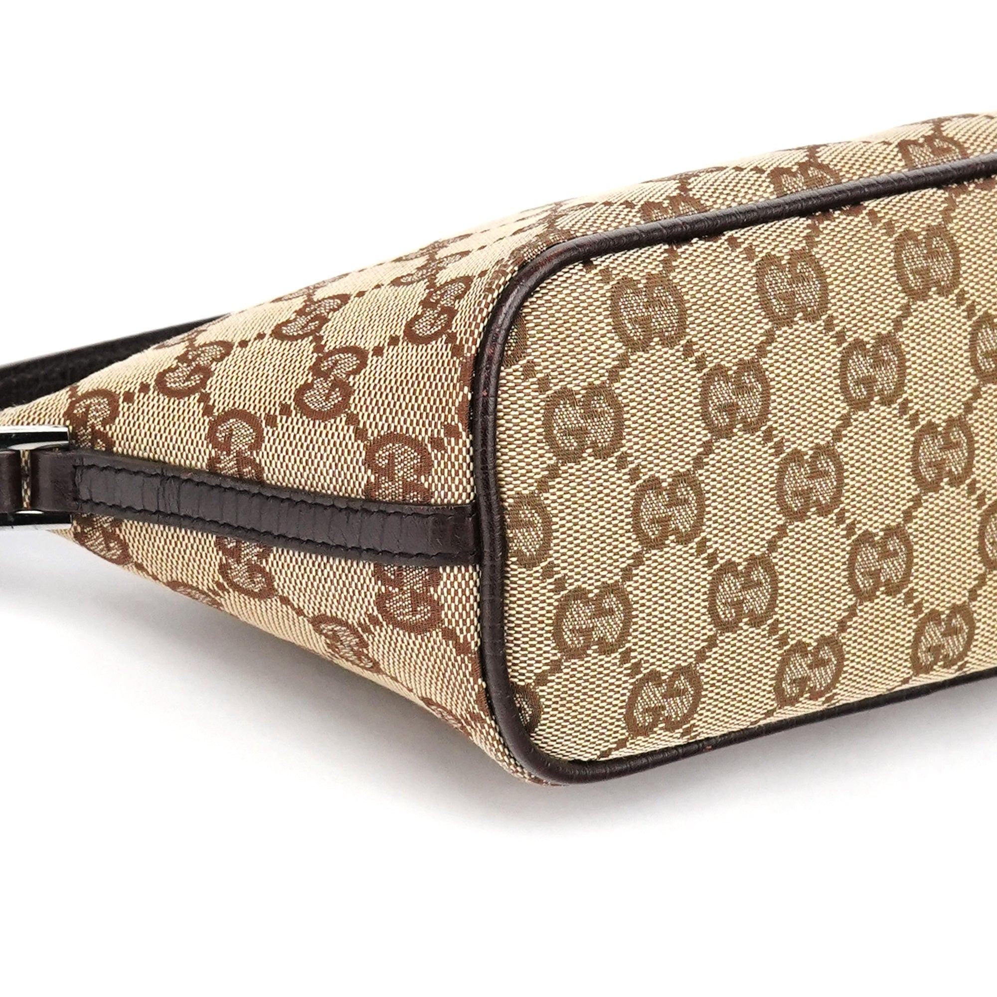 Gucci 07198 Beige Brown GG Boat Pochette