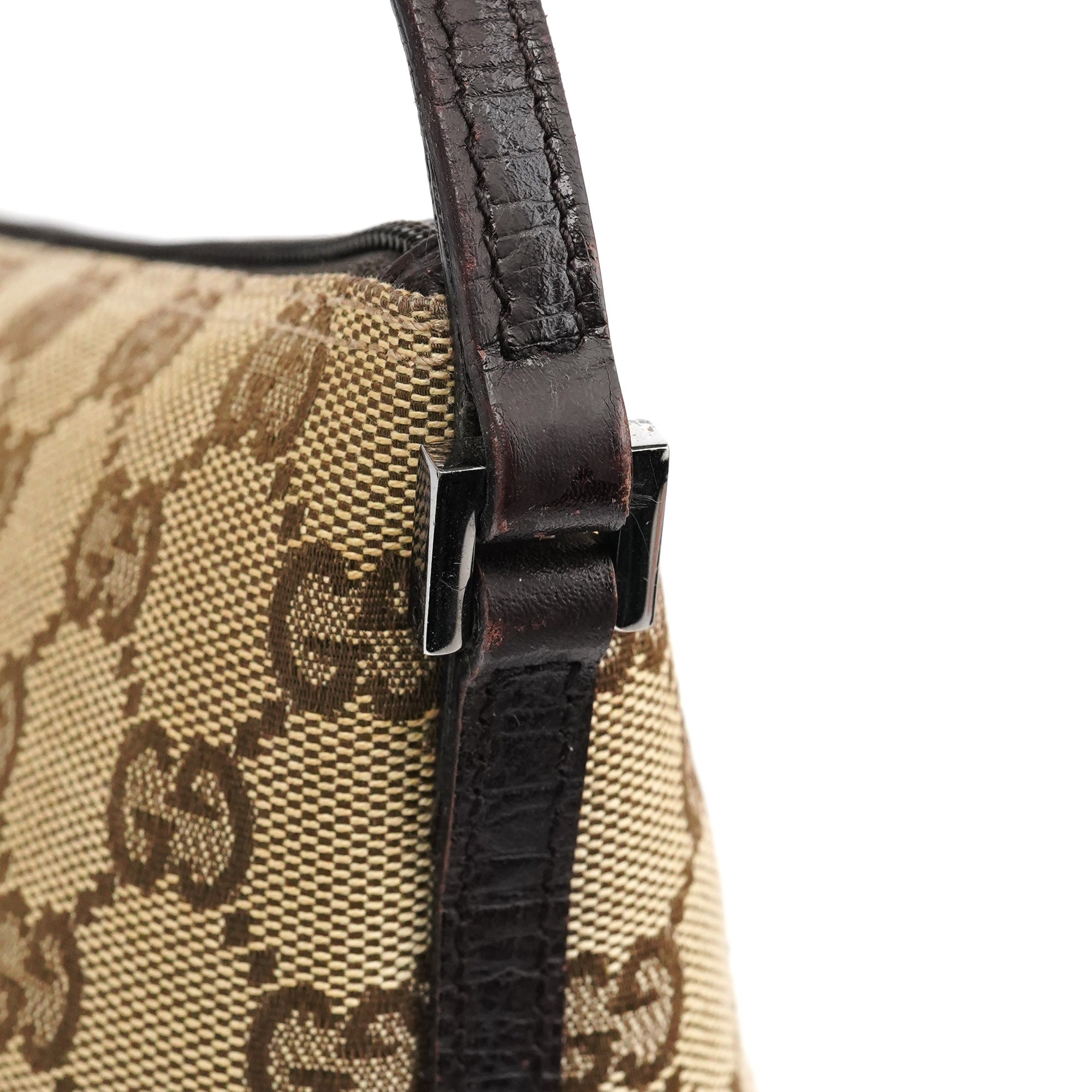 Gucci 07198 Beige Brown GG Boat Pochette