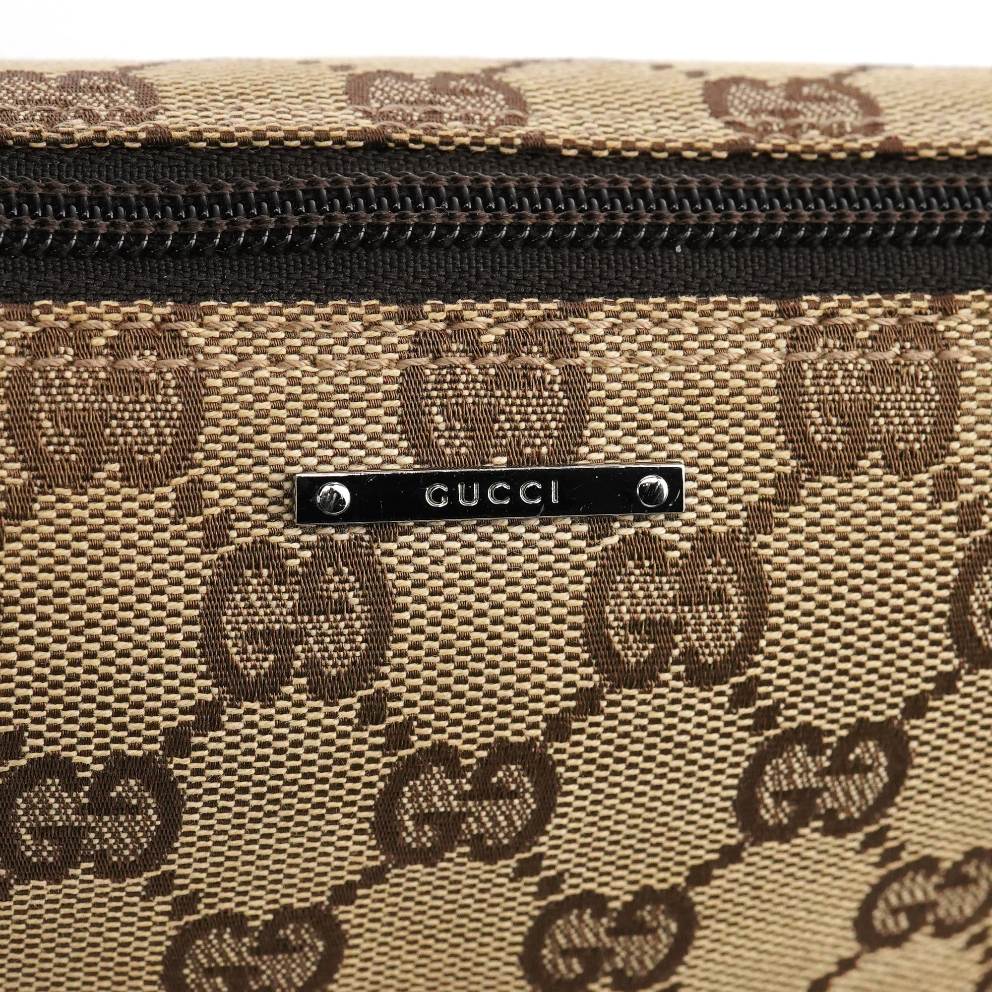 Gucci 07198 Beige Brown GG Boat Pochette