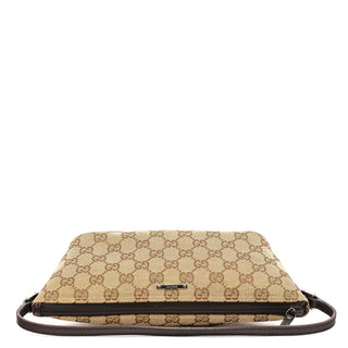 Gucci 07198 Beige Brown GG Boat Pochette