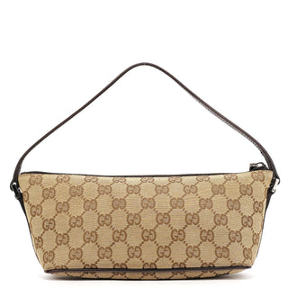 Gucci 07198 Beige Brown GG Boat Pochette