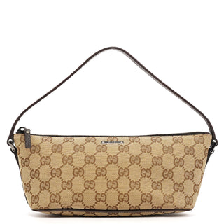 Gucci 07198 Beige Brown GG Boat Pochette