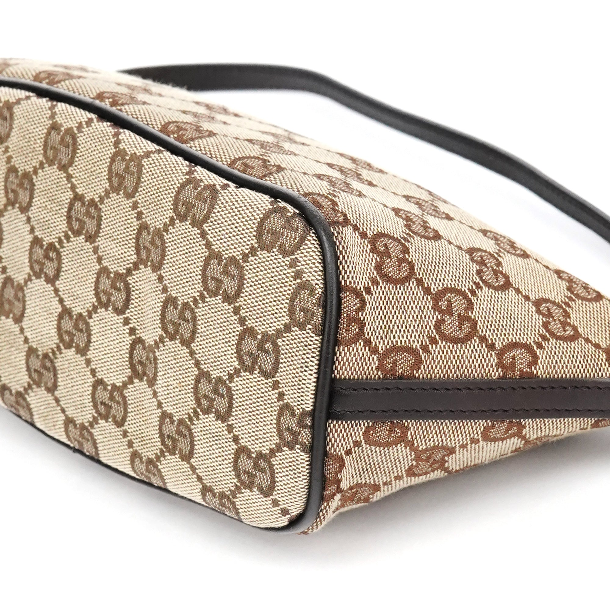 Gucci 07198 Beige Brown GG Boat Pochette