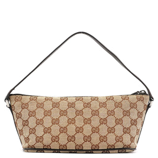 Gucci 07198 Beige Brown GG Boat Pochette