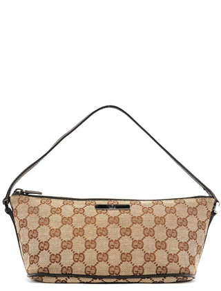Gucci 07198 Beige Brown GG Boat Pochette