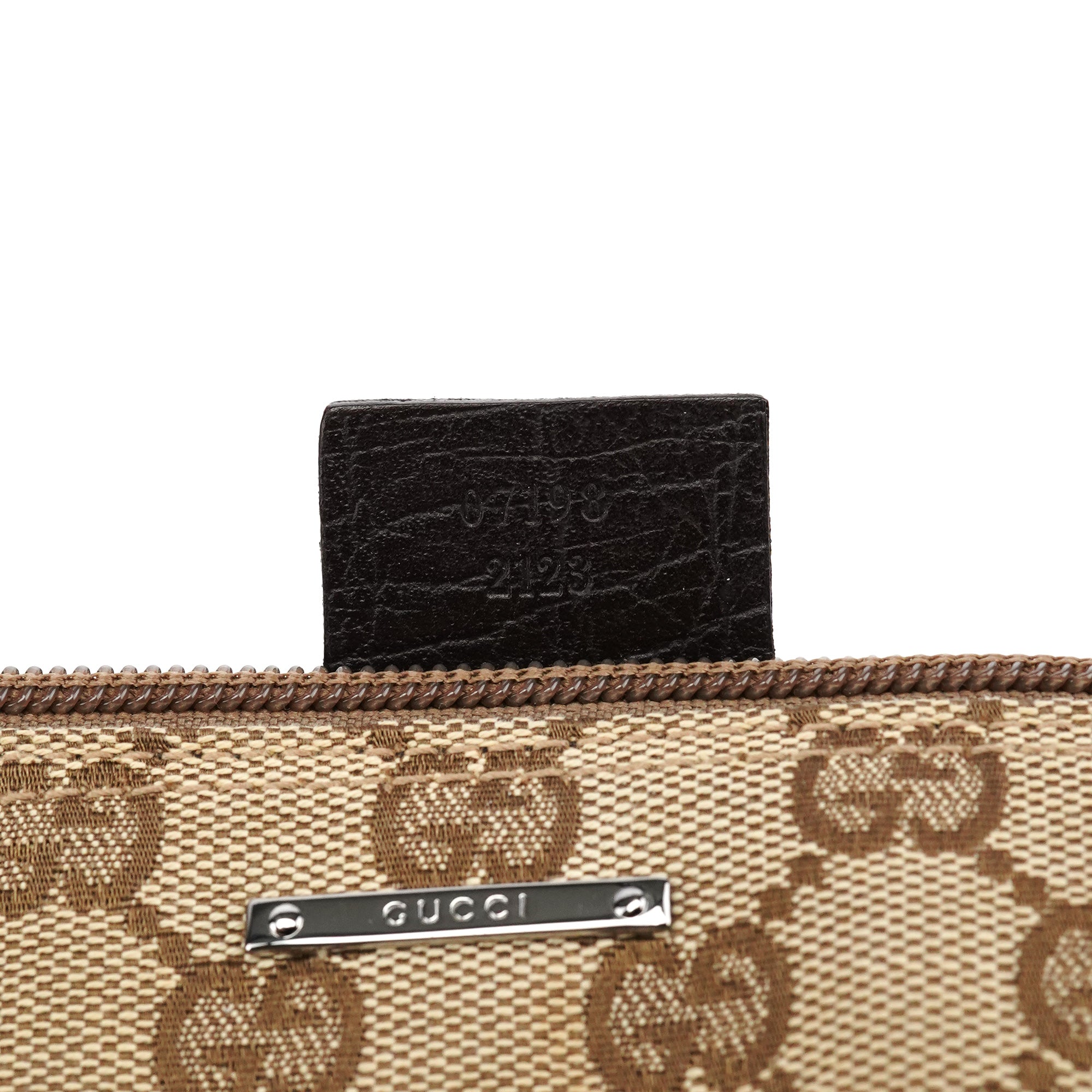 Gucci 07198 Beige Brown GG Boat Pochette