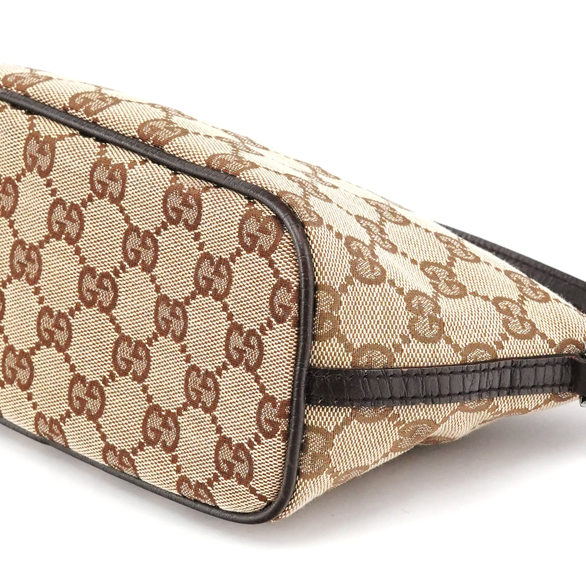 Gucci 07198 Beige Brown GG Boat Pochette