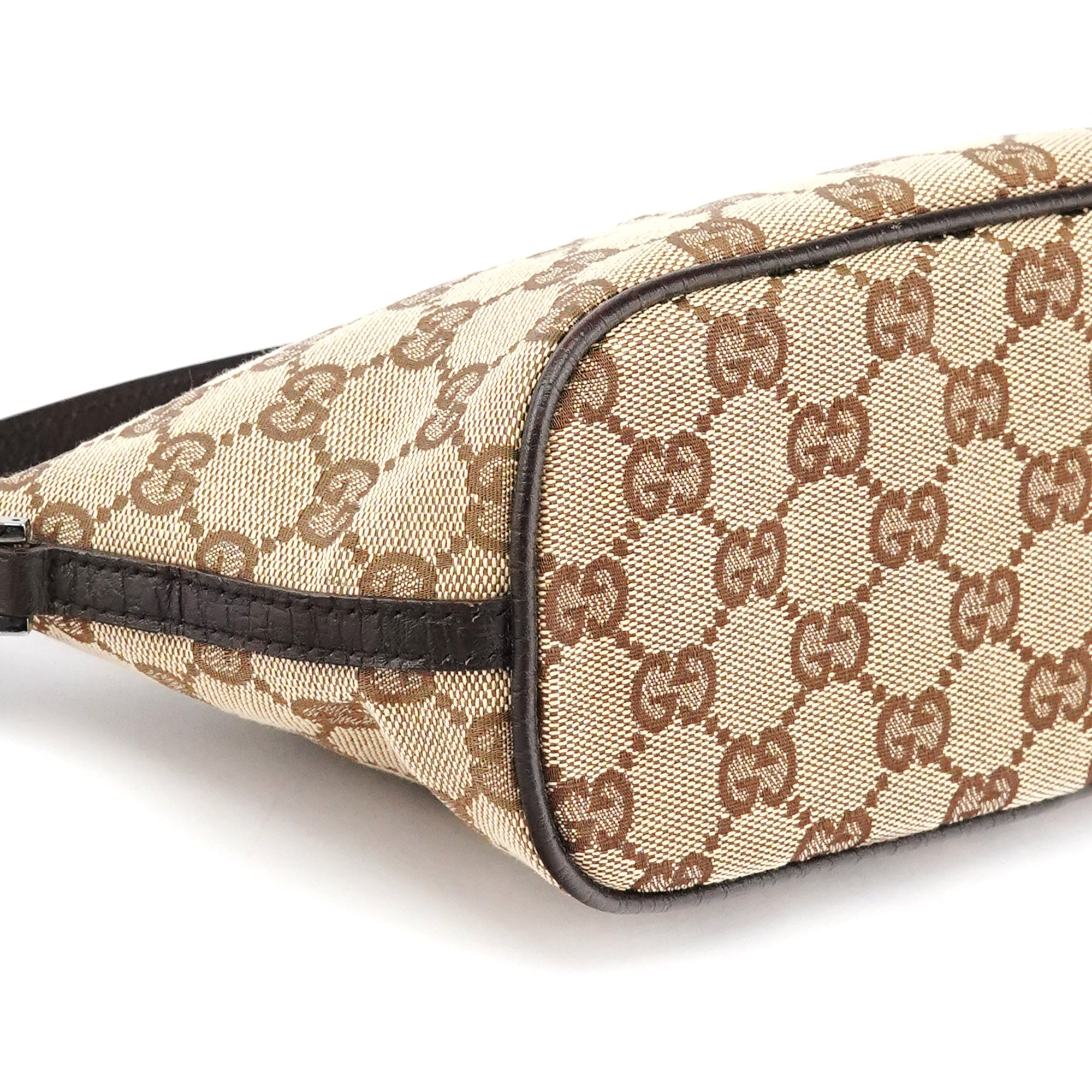 Gucci 07198 Beige Brown GG Boat Pochette